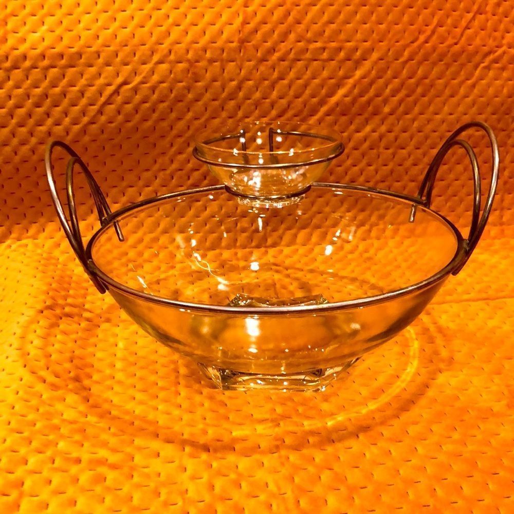 MCM Glass Chip And Dip Bowl